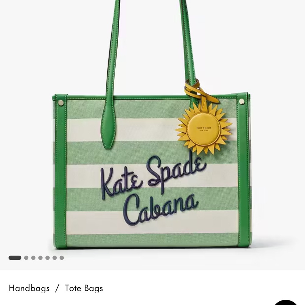 Kate Spade Green and White Striped Tote